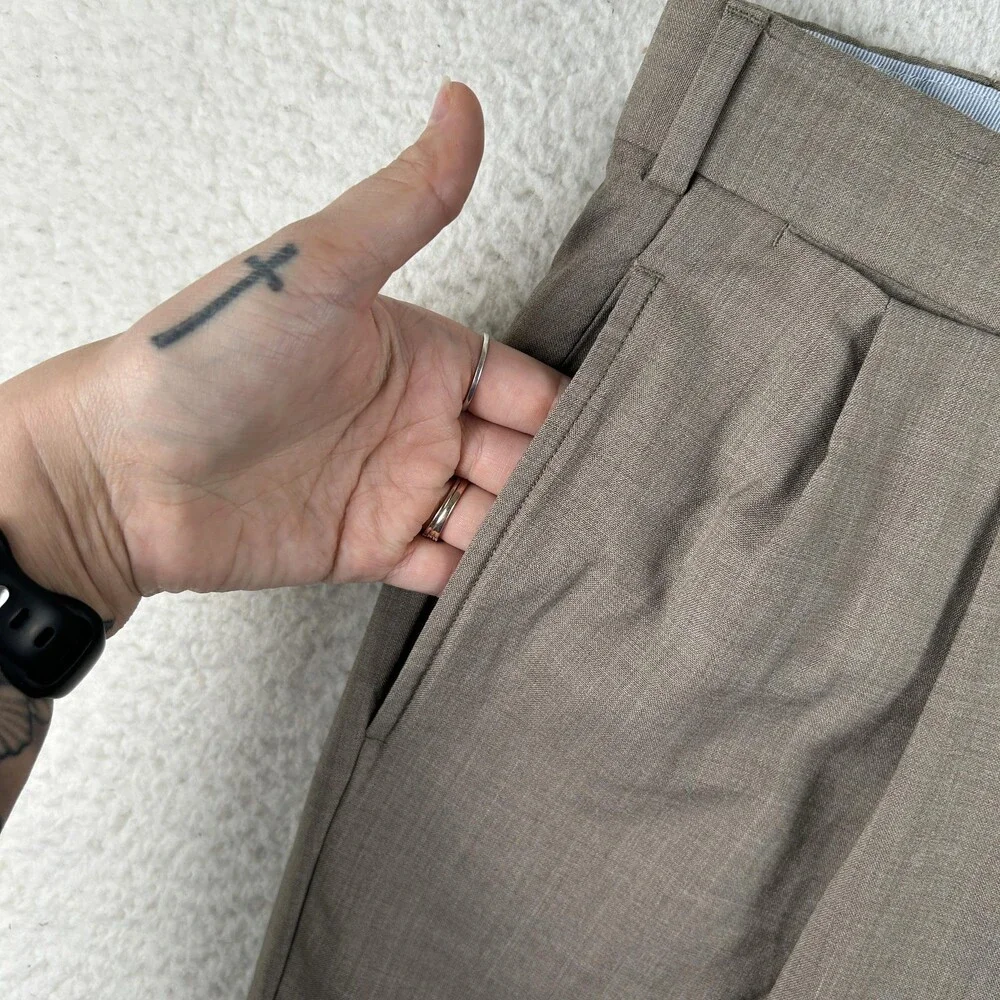 Brooks Brothers Pants Mens 35x29 Brown Madison Wool Pleated Cuffed Dress Slacks
